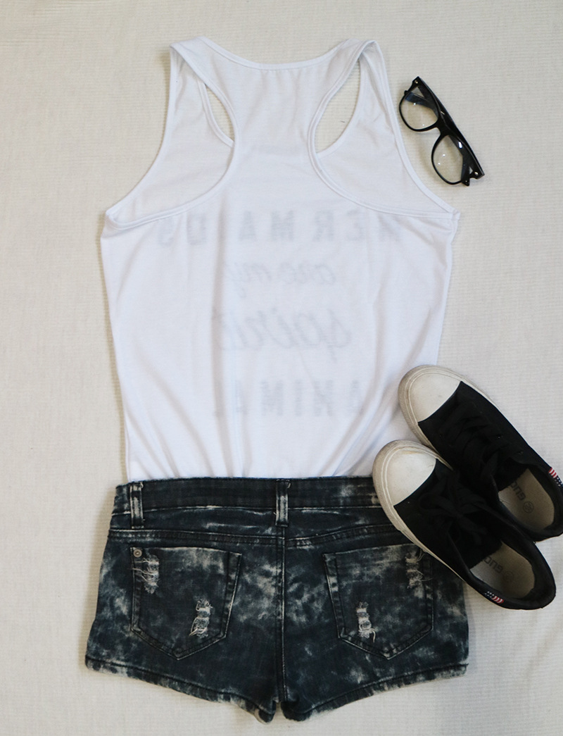 Womens Sleeveless Round Neck Loose Fit Graphic Print Tank Top Casual Style Available in Various Colors Wholesale Supply