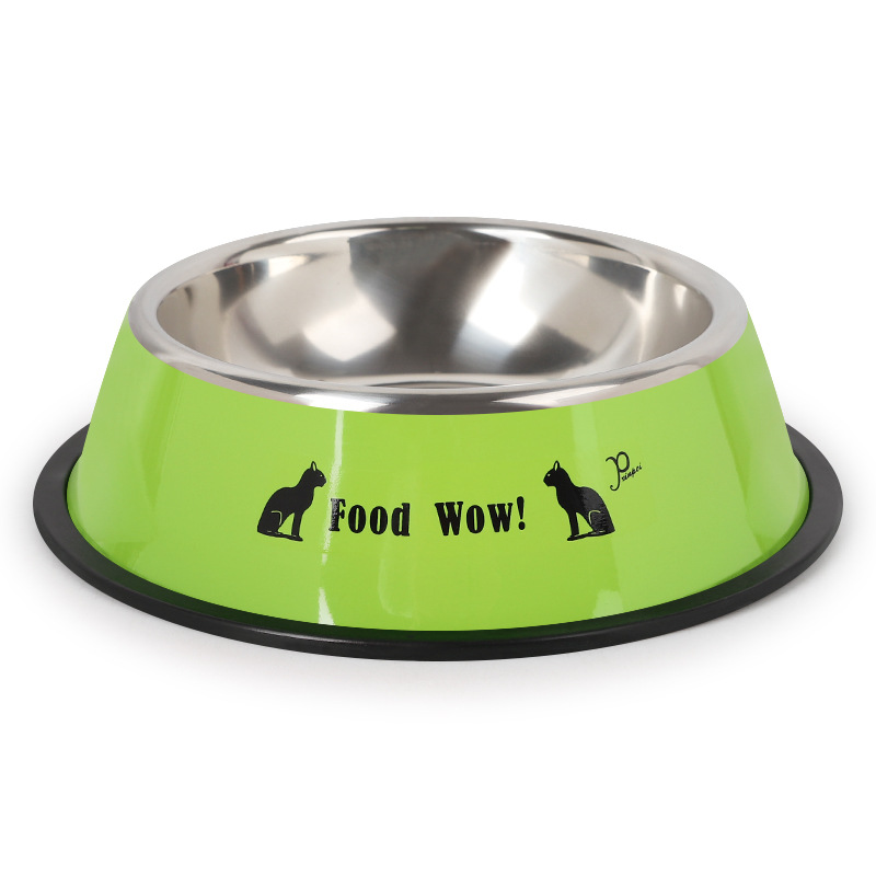 现货批发皮皮淘泰迪金毛用狗碗 五彩印花不锈钢喷宠物食盆 24