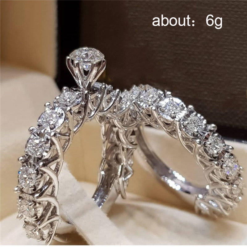 Mode Diamant Rund Zirkon Verlobung Damen Legierung Ring Schmuck Großhandel display picture 1