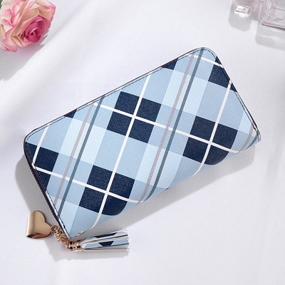 批发钱包女长款2021新款韩版印花撞色女士拉链零钱卡包钱夹手拿包