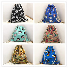 新款原创双肩抽绳袋轻便折叠帆布背包 束口购物袋旅行包