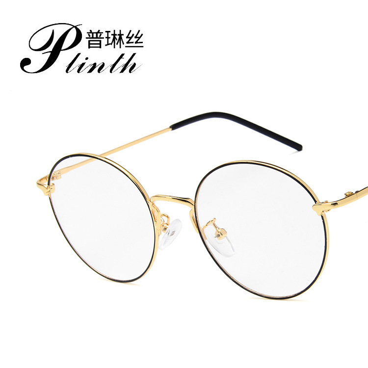 Retro Round Ultra-light Glasses Frame Metal Korean Fashionable Flat Glasses Artistic Glasses Frame Kick-off