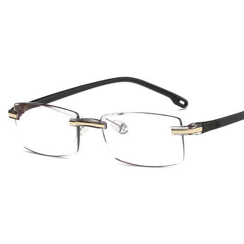 新款男士超轻TR90一体老光眼镜无框钻石切边防蓝光老花镜个性眼镜