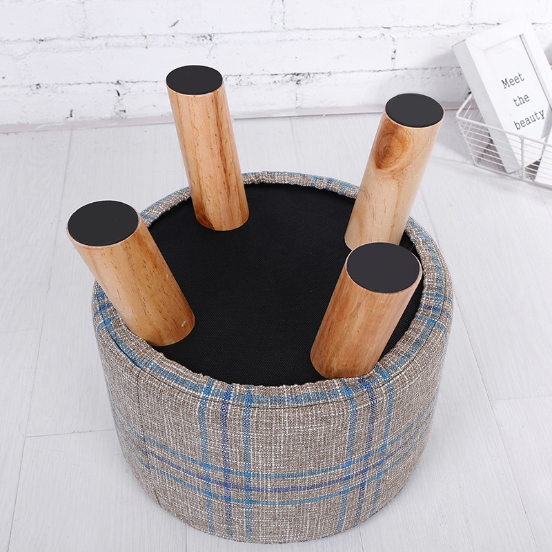 Taburete DE CAMBIO DE ZAPATOS creativo tela de madera maciza taburete de madera extraíble y lavable taburete pequeño para niños taburete de sofá de tela de muelle redondo taburete de muelle redondo