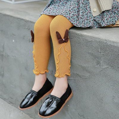 秋冬新款木耳邊兒童連褲襪 動物頭百搭日韓寶寶襪子打底褲