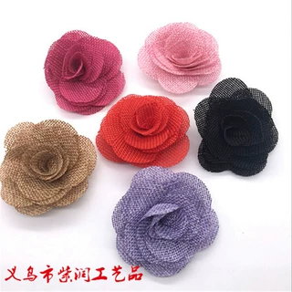 热卖天然麻布花 手工玫瑰花朵 饰品配件用品 DIY服装辅料批发