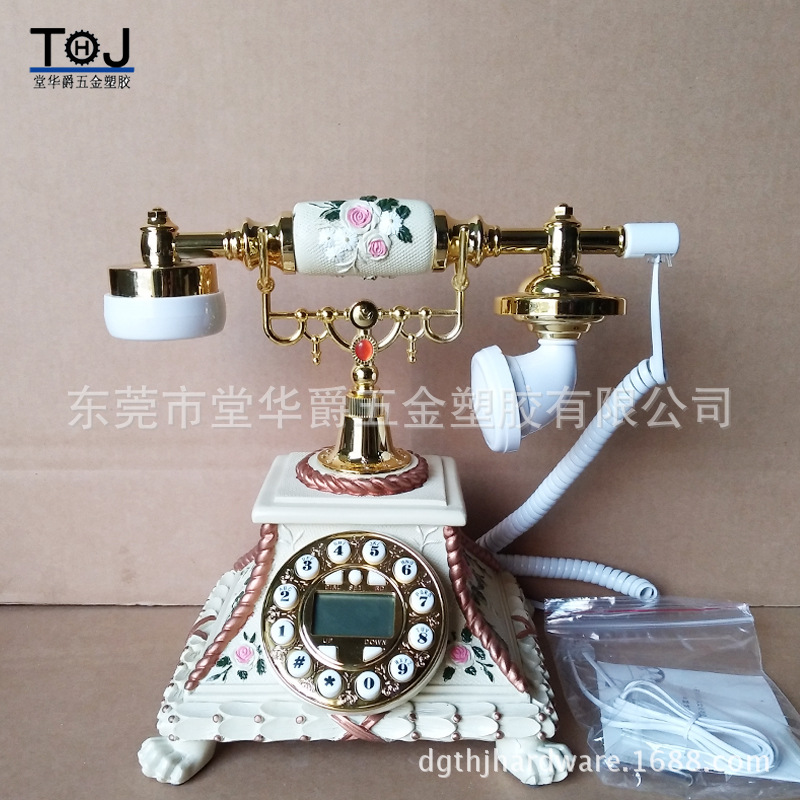 欧式古董老式装饰田园风格固定旋转拨号仿古电话机-岁月彩绘071A