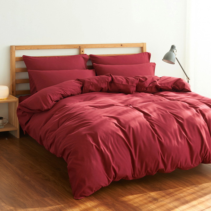 厂家床上用品磨毛水洗棉纯棉加厚四件套拼色纯色学生三件套4|ru