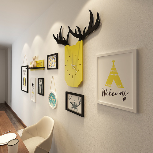 Nordic simple creative decorative painting photo frame wall deer head hanging table picture frame combination living room dining room wall wall hanging accessories