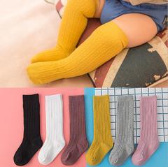 Spring Cotton Baby Mid-Calf Socks, Baby Long Calf Socks, Cotton Children's Socks Wholesale, Double-Needle Cable-Knit Long Socks