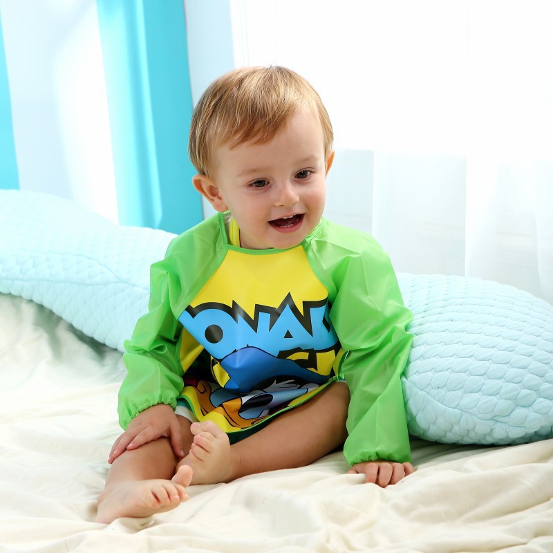 促都來都玩長袖新款半包EVA飯衣寶寶反穿衣卡通罩衣 加強防水飯衣