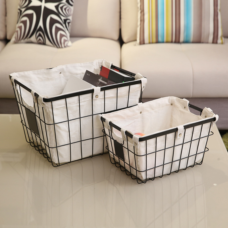 ins Northern Europe Iron art Storage basket board base Debris basket Cosmetics Facial mask storage box Minimalist style Storage baskets
