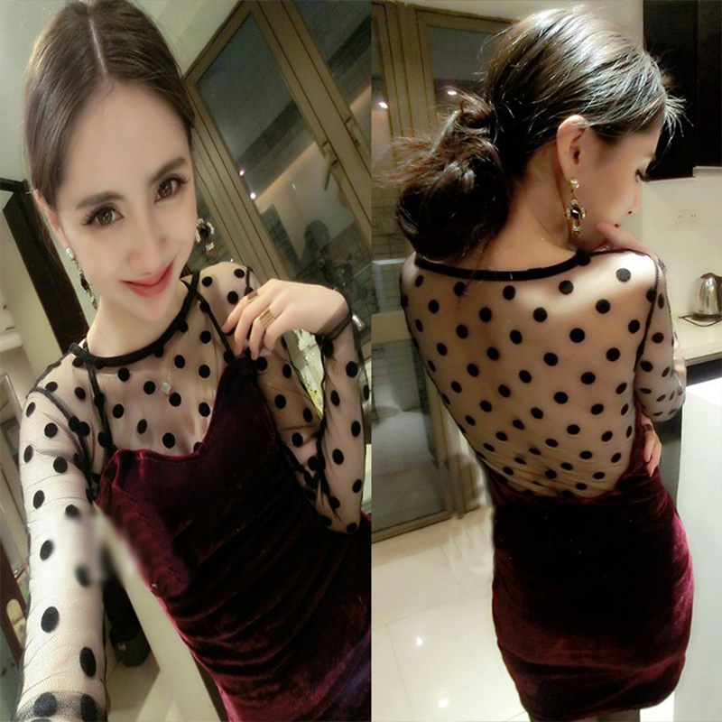 Cross-border wish Amazon ebay AliExpress European and American Women's Sexy Lace Dot Dress miniskirt Dress