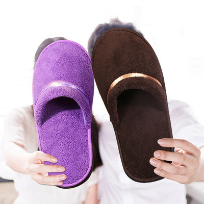 賓館酒店用壹次性拖鞋珊瑚絨居家室內待客便攜旅行環保拖廠家直銷