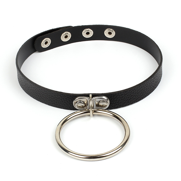 40g Weight Choker Classification Pu Leather Material Circle Pattern Women'S Gender Fashion Style White, Black Color Fashion Circle Pu Leather Choker Wholesale 1