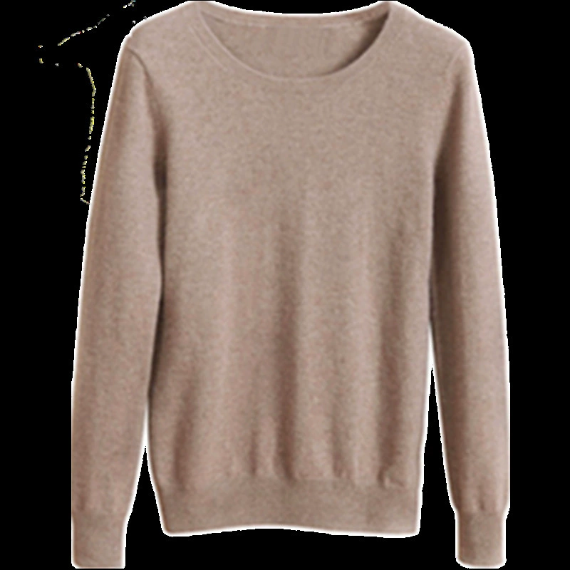 Вязаный solid тонкий свитер для отдыха, круглым вырезом, oversize