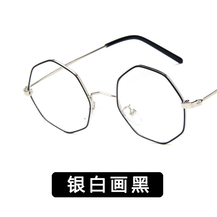 2018 polygonal metal eyeglass frame irregular 9990 trend with myopia flat lens