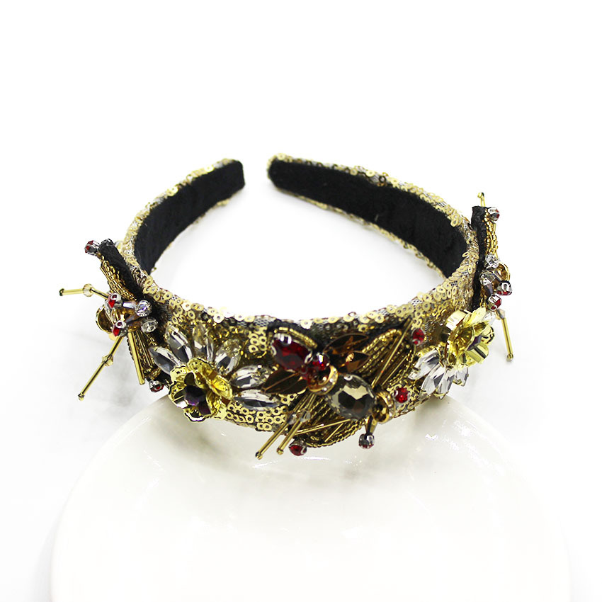 Fashion alloyen bee with rhinestone gemstone geometric headband NHWJ128409picture5