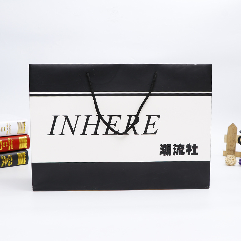 购物手提纸袋定制logo 印刷彩印服装包装礼品白卡纸袋 定做