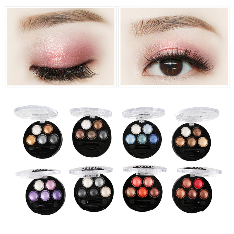 跨境专供彩妆UBUB五色烤粉眼影 便携珠光多色眼影盘 外贸化妆品