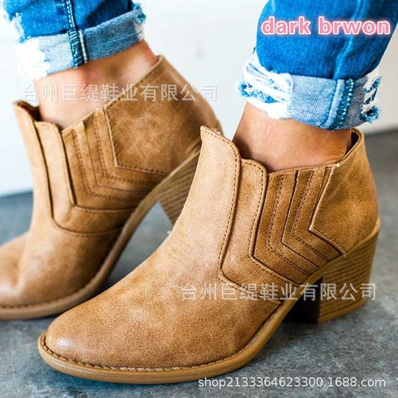 2018 Autumn and Winter Wish Amazon New Thick Heel Women's Shoes Are in Stock and Large Size Women's Shoes for Export