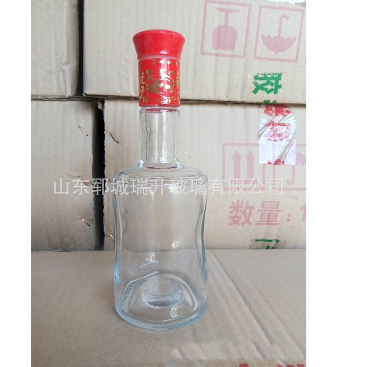 郓城瑞升玻璃厂家供应 小容量白酒瓶 圆柱玻璃瓶 高白料玻璃酒瓶