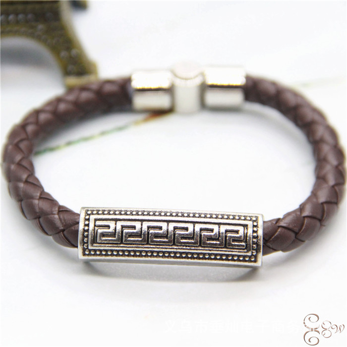 Holiday Occasion Alloy, rope Material Business Hip-Hop Solid Color Alloy Rope Plating Men's Bracelets Men Cord & Leather Bracelets