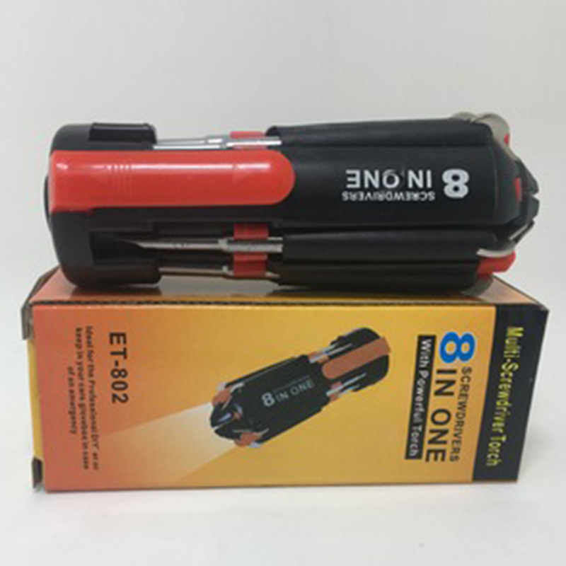 汽车用品八合一工具车用家用螺丝刀组合套装8合1螺丝刀组合带灯|ru