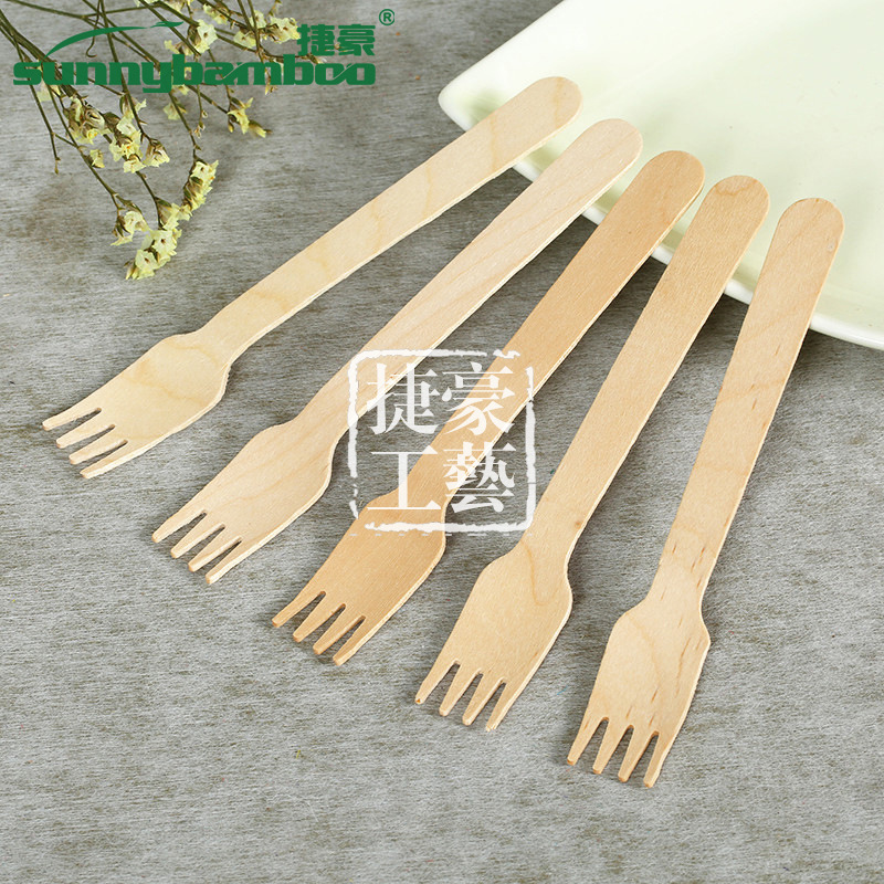 Wholesale of disposable wooden knives, forks and spoons in natural wood color, multi-purpose fruit and food disposable tableware, table forks and household wooden forks detail image 6