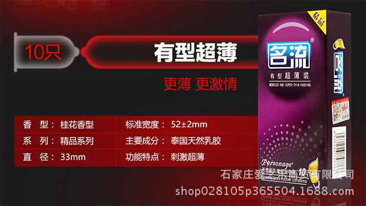 Ultra-Thin Latex Condoms 10-Pack, 52mm Lubricated, Spiral Texture — detail image 2