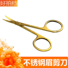 Beauty Makeup Eyebrow Trimmer, Makeup Tool, Stainless Steel Eyebrow Scissors, A-Shape Double-Eyelid Cutter, Gold-Plated Mini Scissors