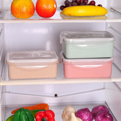 Wheat straw lunch box microwave lunch box set refrigerator fruit crisper rectangular storage box wholesale