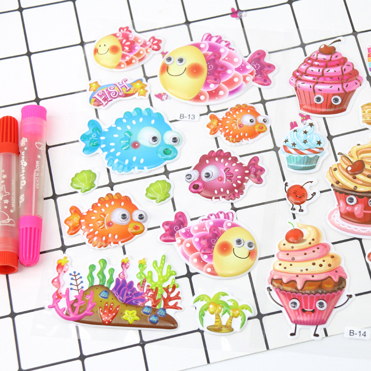 活動眼睛立體貼3D卡通PVC手工貼紙 兒童貼紙 創意立體泡泡貼