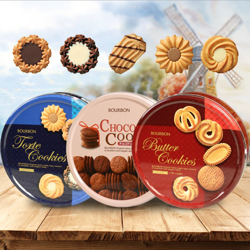 布尔本BOURBON百邦什锦黄油巧克力曲奇60枚320g*4盒包邮休闲零食