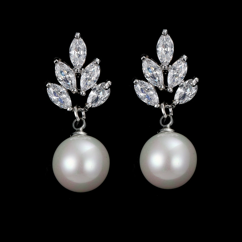 Цирконий, серьги, инкрустация камнем из жемчуга, оптом, с AliExpress