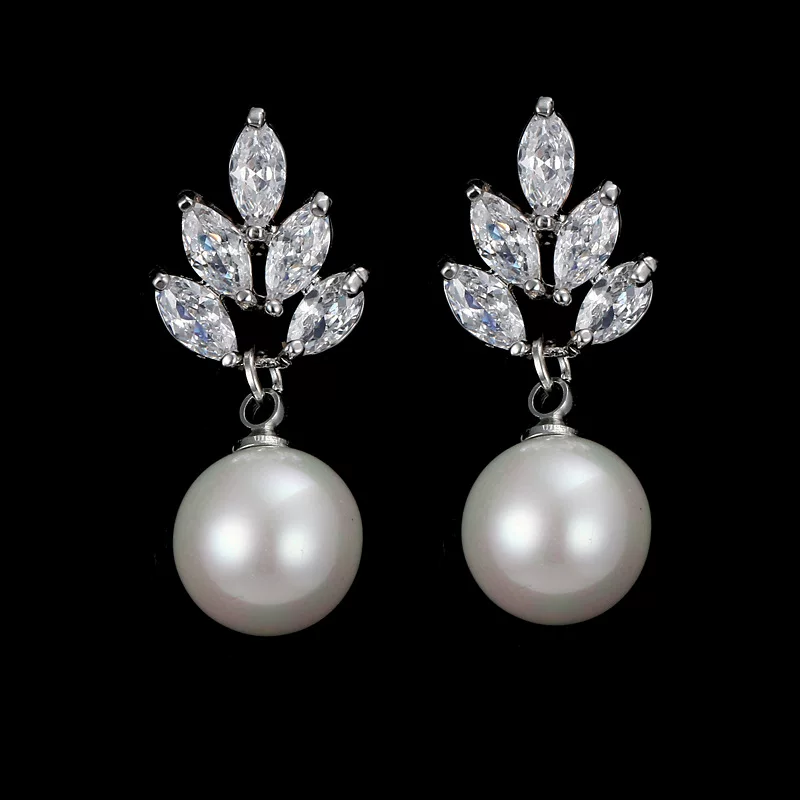 Цирконий, серьги, инкрустация камнем из жемчуга, оптом, с AliExpress