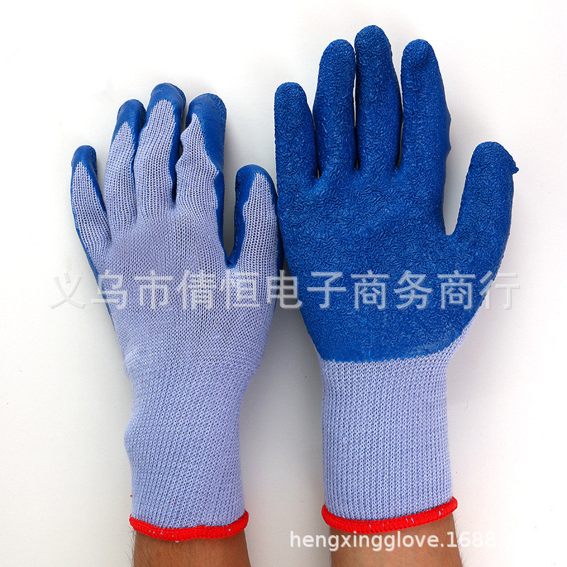 浸胶乳胶细线手套 防护皱纹手套劳保防滑耐磨耐油防刺作业