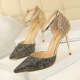 283-6 European and American Wind sexy nightclub, female heel, hollow shallow pointed tip, color changing, sequins, sandals, sandals.