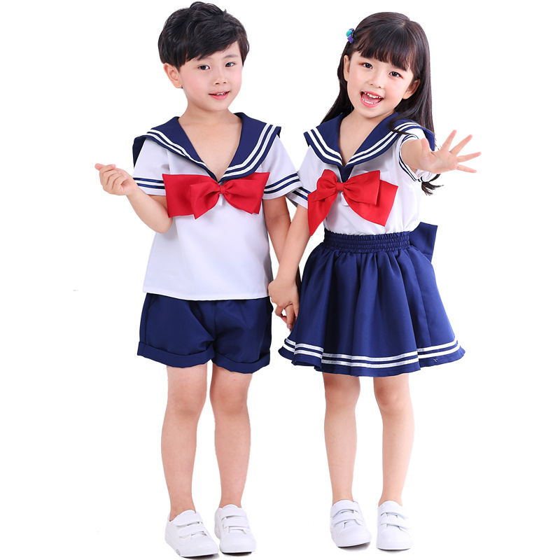 Children boys girls baby graduation peformance school uniform jk  performance clothing navy collar Japanese sailor outfits girls kindergarten  sailor