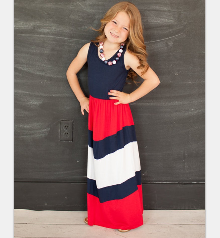 Color Block Striped Dress Blue and Red Casual Style Summer Fashion Wholesale Available customizable
