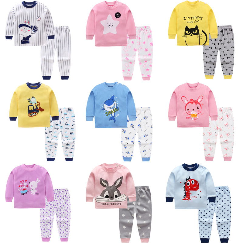 Spring and autumn payment men and women baby Long johns children Pure cotton underwear suit Long sleeve T-shirts Pyjamas wholesale