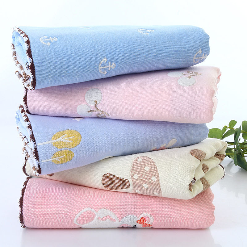 LOGO customized Sixth floor Gauze pure cotton Child towel baby Wash one's face towel Cartoon children Washcloth 25*50cm