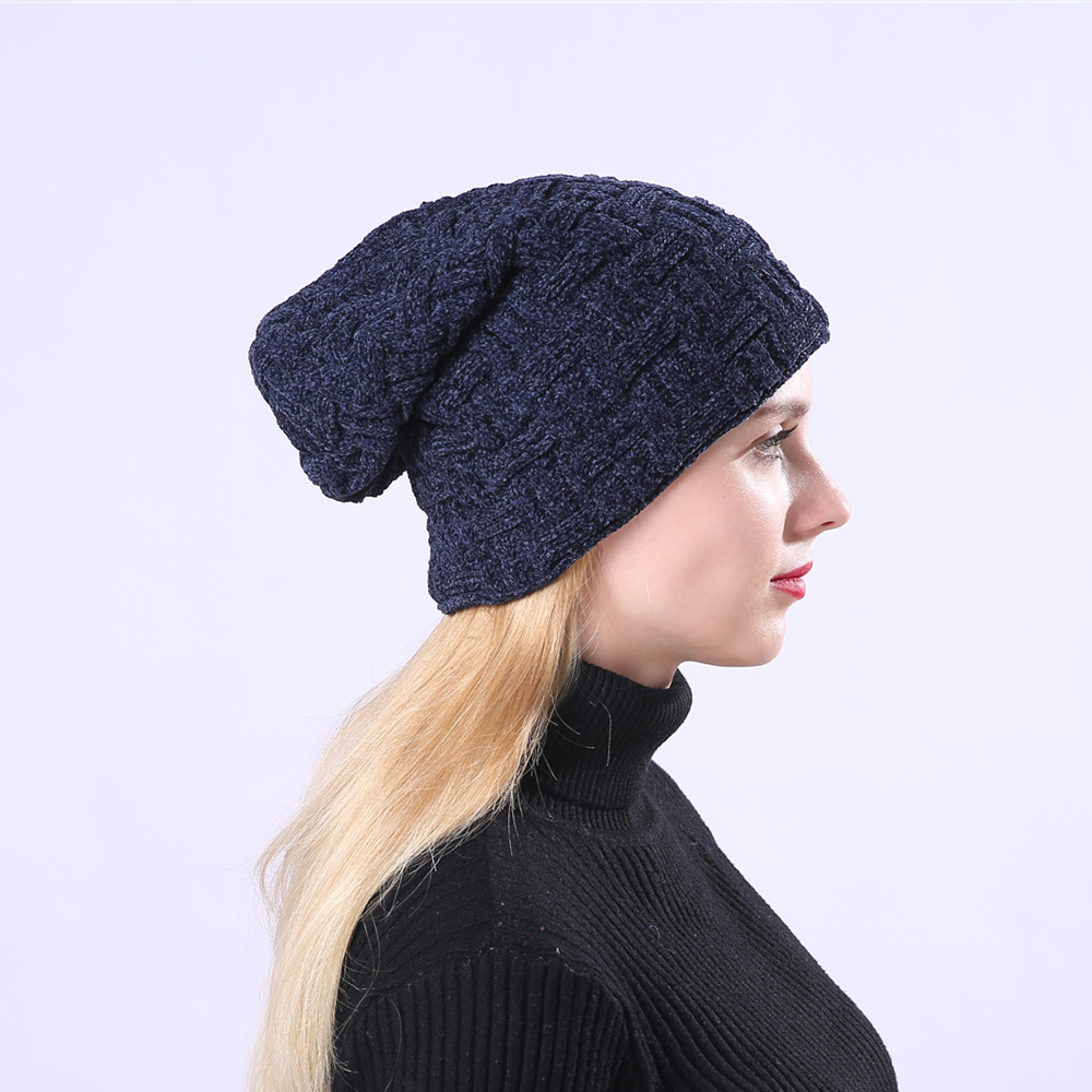 Cappello lavorato a maglia al chiaro di luna da sci all'aperto con pullover in ciniglia da uomo e da donna in velluto ispessito a doppio strato invernale_voghion.com