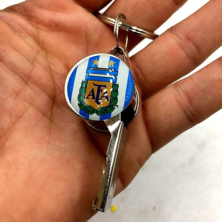 Llavero de Fútbol de España, Italia, Argentina, Brasil, Francia, Silbato Metálico, Regalo para Fanáticos, Trofeo