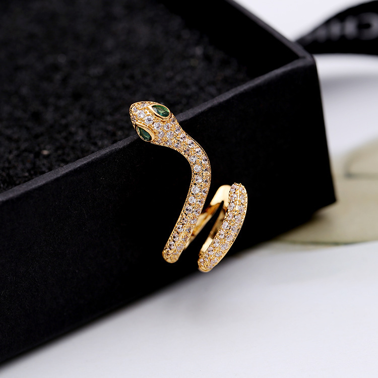 European and American jewelry new cold spard serpentine otle s925 silver needle zircon simple personal earrings wholesale snake earrings