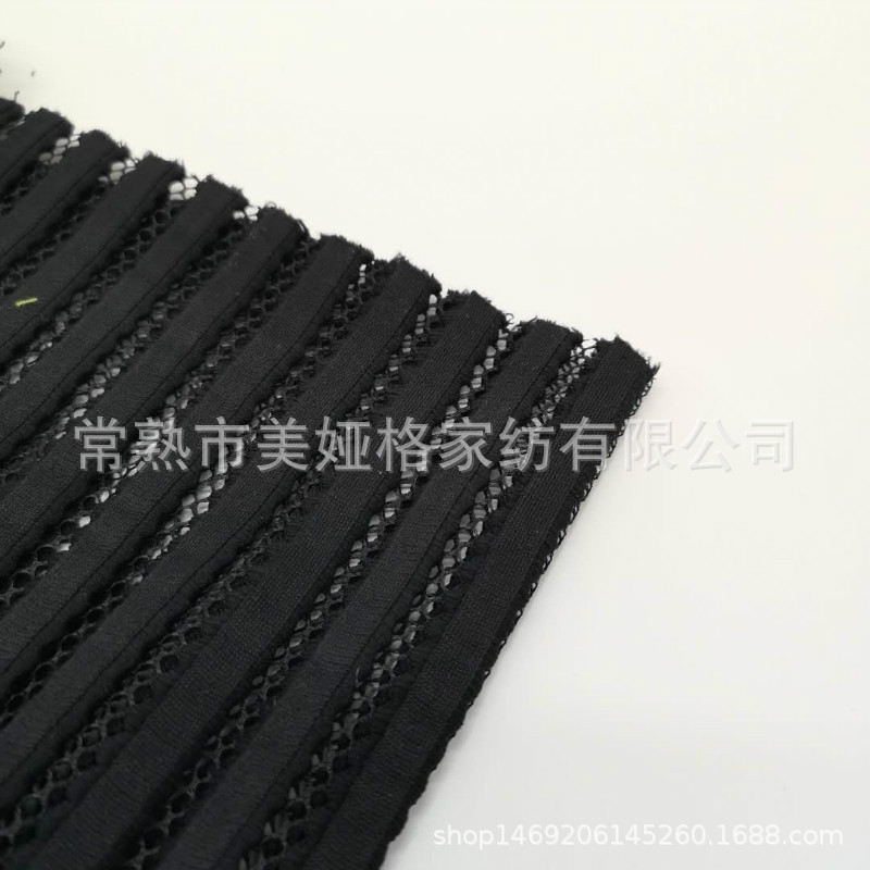 婚纱服装条竖条网布服装3D网眼布裙子面料 经编涤纶三明治网布