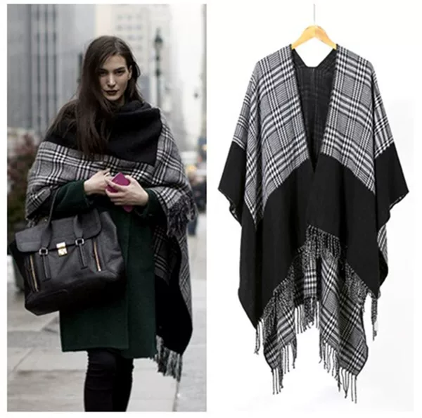 New jacquard frame small square warm shawl factory direct European and American autumn and winter scarf extended thick cape