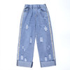Loose Korean version of cowboy wide leg pants spring summer high