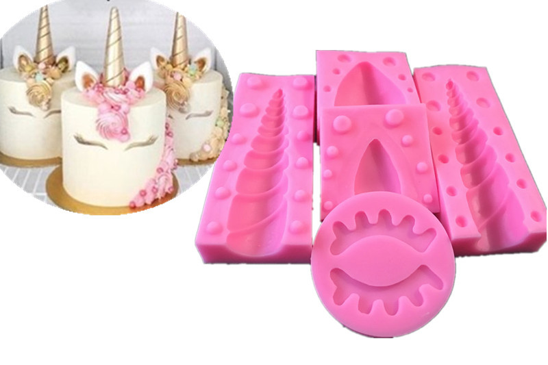 Unicorn Creative Sugar Cake Silicone Mold Ear Eye Horn West Mousse Chocolate Plug In