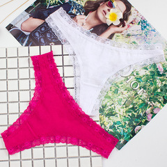 女士內褲性感情趣蕾絲花邊棉質運動健身低腰無痕女式三角褲丁字褲